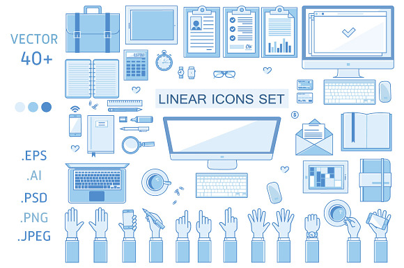 Office Workspace Top View Items Set