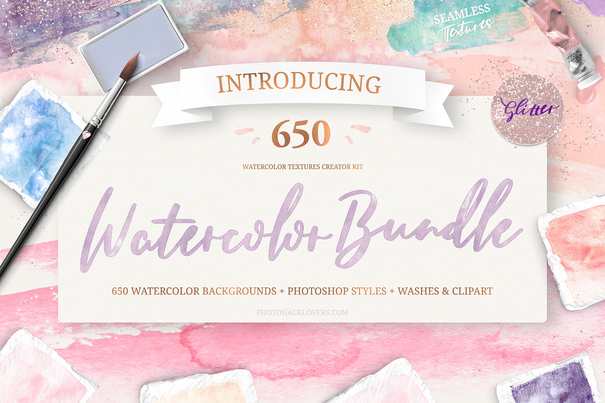 Watercolor Textures kit, an Object Graphic by Photohacklovers (Photo 1 of 21)