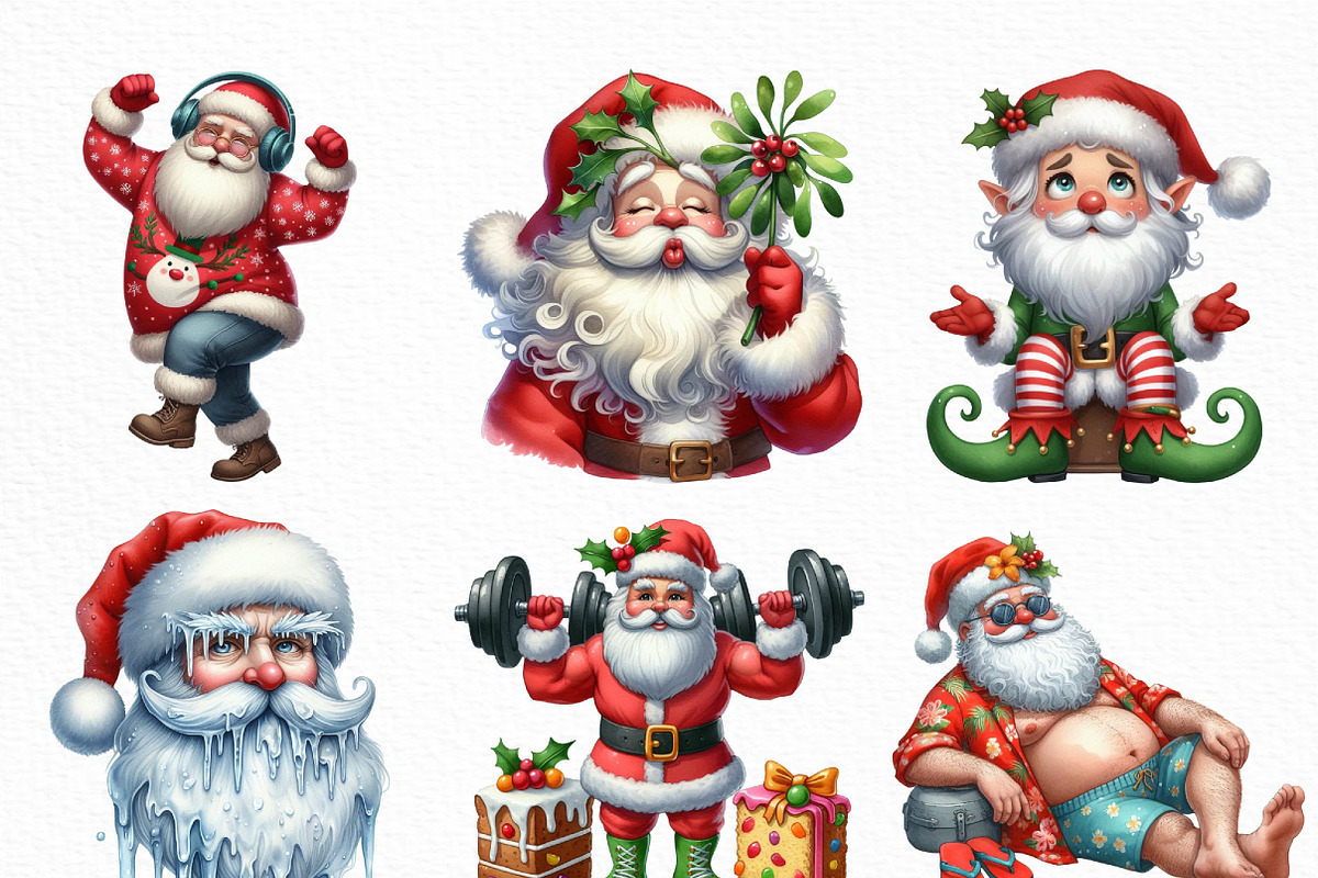 Funny Santa Claus Christmas Clipart, an Illustration by Craft Nest (Photo 4 of 6)