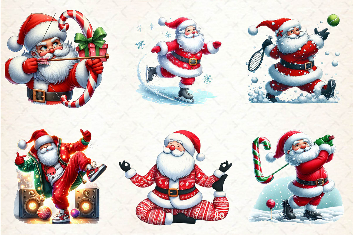 Funny Athlete Santa Clipart Sublimat, an Illustration by CreationArt (Photo 4 of 5)