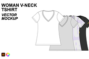 Woman V Neck Tshirt Vector Mockup, a Shirt Mockup by Infinity Mockups (Thumbnail 1 of 8)