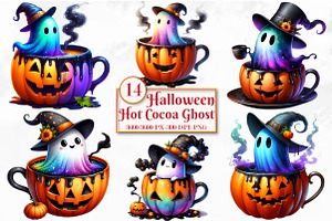 Halloween Hot Cocoa Ghost, a Seasonal Illustration by Craft Nest