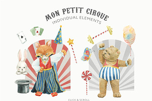 Toy Animal Circus Watercolor Clipart