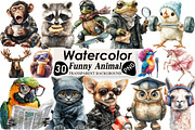 Funny Animal Clipart Bundle, an Illustration by Black Bird Studio (Thumbnail 1 of 6)