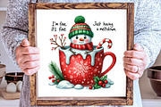 Funny Cute Snowman Png Christmas PNG, an Illustration by SinaCreation (Thumbnail 3 of 7)