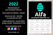 Alfa Calendar Creator 2022, a Stationery Template by inimalGraphic (Thumbnail 1 of 7)