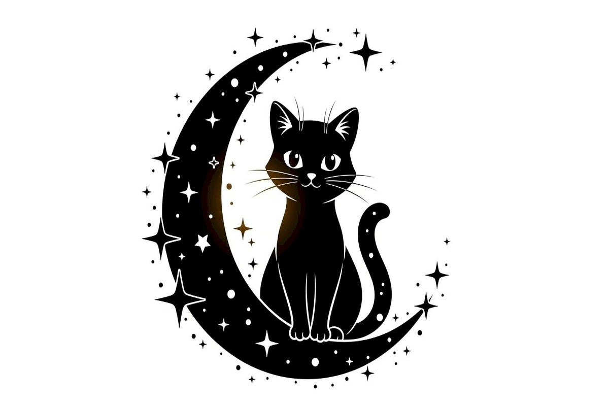 50 Cat Moon Silhouette Vector Bundle, an Illustration by jahid234 (Photo 26 of 51)