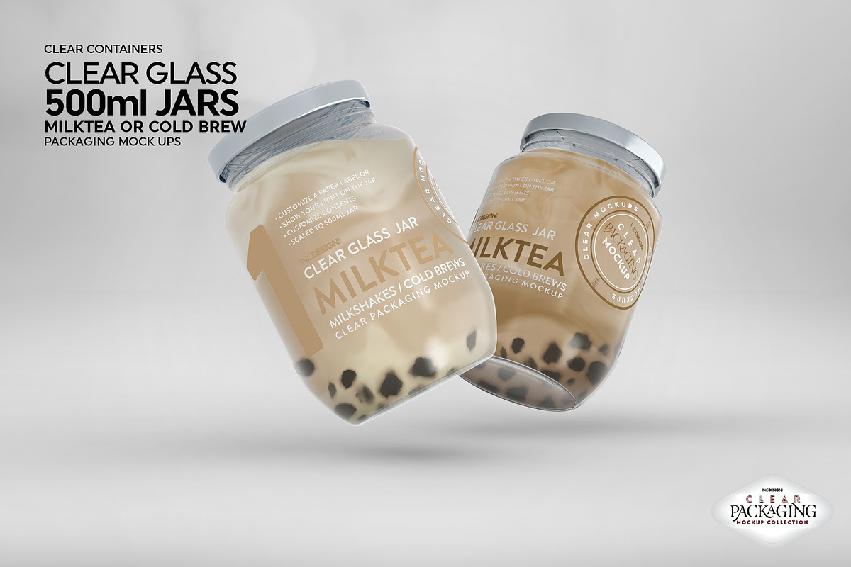 Clear Glass Jar Packaging Mockup, an Advertising Mockup by INCDesign (Photo 6 of 12)