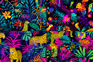 20 Seamless Neon Jungle Patterns