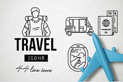 44 Travel Line Icons Pack, an Outline Icon by Hatch Design Workshop (Thumbnail 1 of 10)