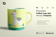 Porcelain Coffee Cups Set Mockup, a Cups & Container Mockup by Designertale (Thumbnail 1 of 12)
