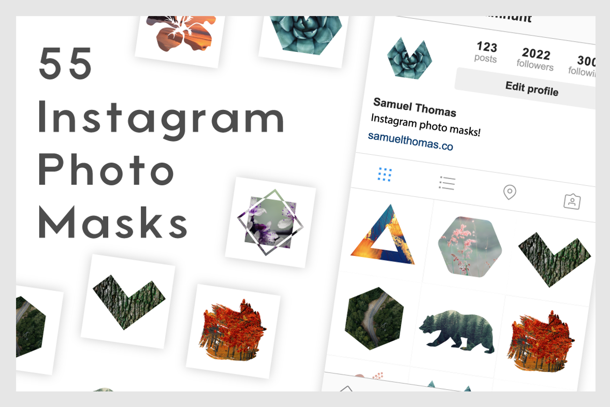 55 Instagram Photo Masks, a Templates & Theme by Uncommon Mockups (Photo 1 of 5)