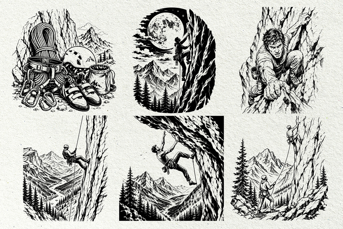 Rock Climbing Adventure Graphics, a Sport Illustration by DENIDigitalArtSudio (Photo 5 of 9)