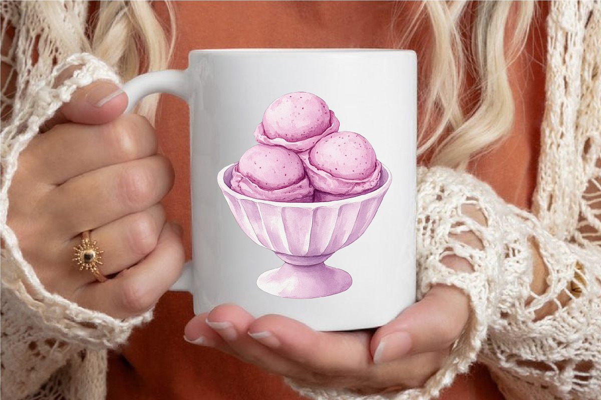 Watercolor Ice Cream Cart Clipart, a Seasonal Illustration by designcity5 (Photo 5 of 5)