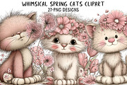 Whimsical Spring Cats Clipart, an Illustration by Daily.Designs (Thumbnail 1 of 6)