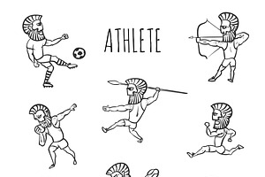 Athlete hand drawn set