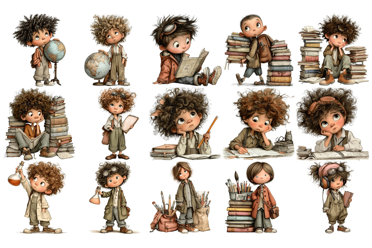 School Kids PNG Clipart Bundle, a Person Illustration by Nicolle's Colorful Art (Photo 2 of 6)
