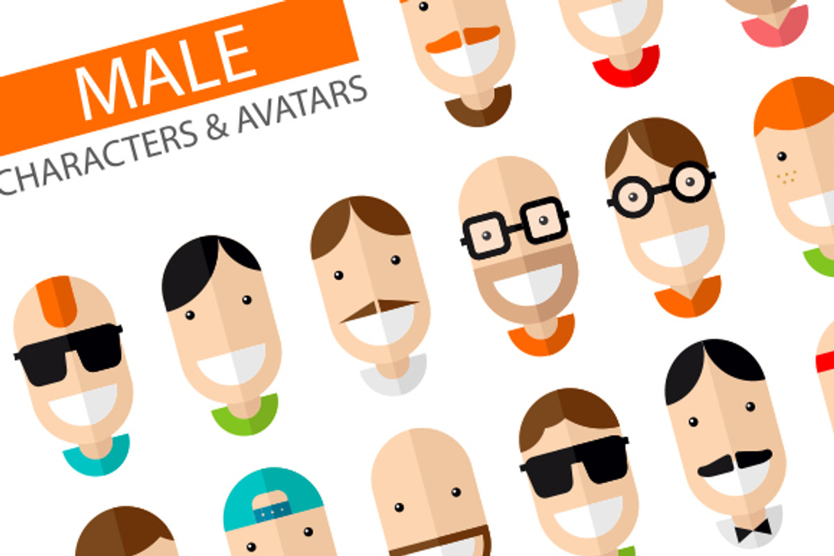Happy Male Character Icons, an Icon by Graphue