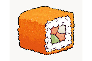 Cartoon sushi roll, a Food Illustration by Yayasya