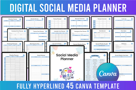 Digital Social Media Planner ipad, a Stationery Template by Shumaya