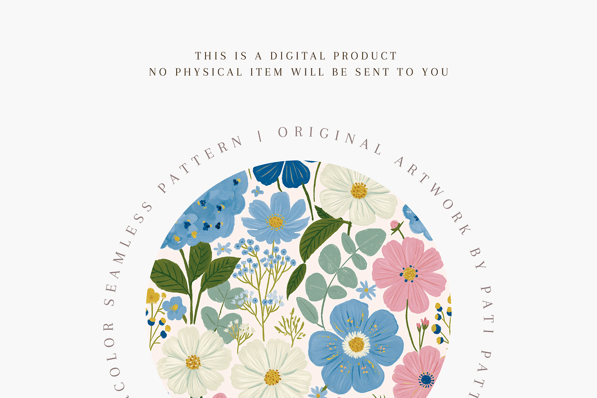 Soft Blue and Pink Floral Seamless, a Pattern Graphic by Pati Charm Studio (Photo 4 of 6)