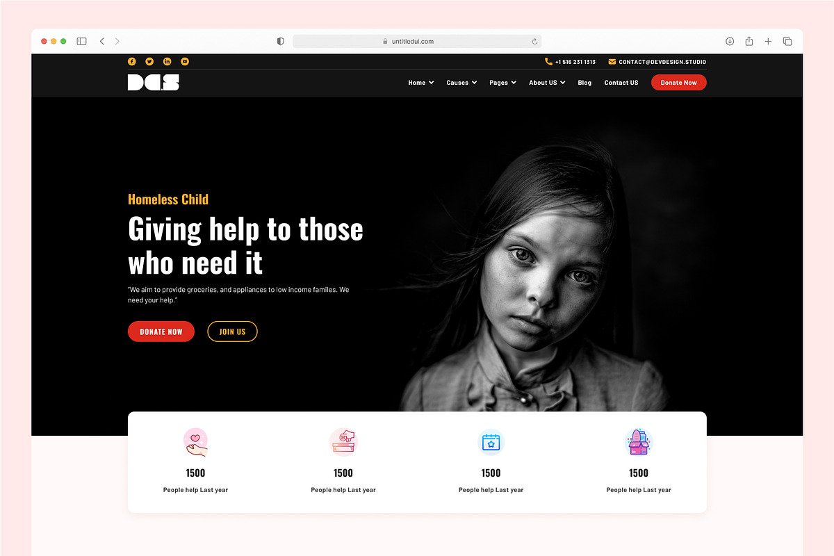 Dev NonProfit Charity React Template, a HTML Template by litoondev (Photo 1 of 6)