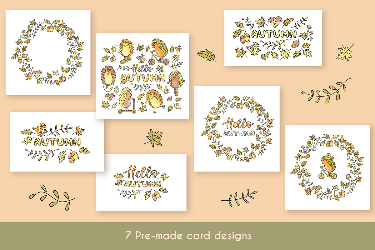 Cozy Autumn Hedgehog Collection, an Animal Illustration by Natali_Zhy (Photo 3 of 6)