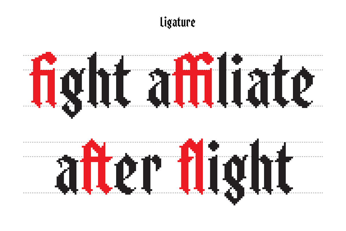 Rackbit - Display Blackletter Pixel, a Blackletter Font by Griyo Type (Photo 7 of 10)