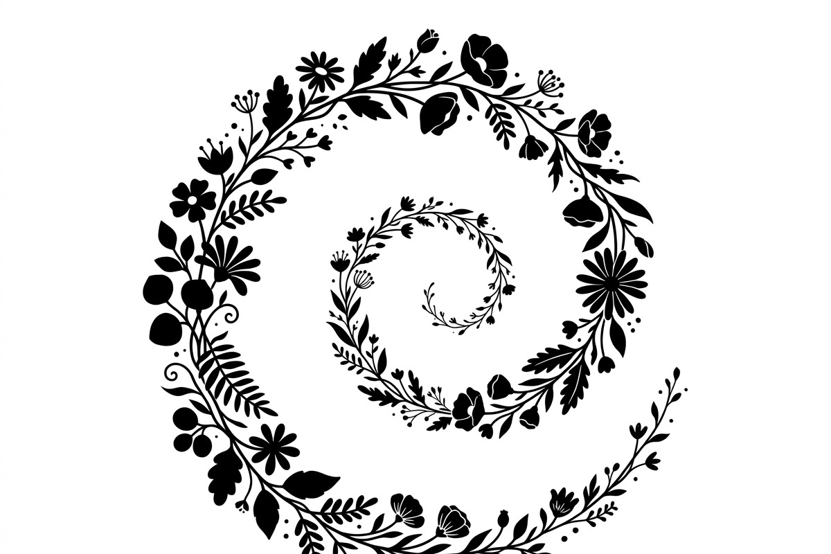 50 Elegant Floral Leaf Spiral Frame, a Decorative Illustration by Amazin_art (Photo 13 of 39)