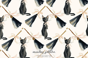 black cat seamless pattern