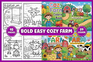 Bold and Easy Cozy Farm Coloring, an Animal Illustration by Ink Gallery