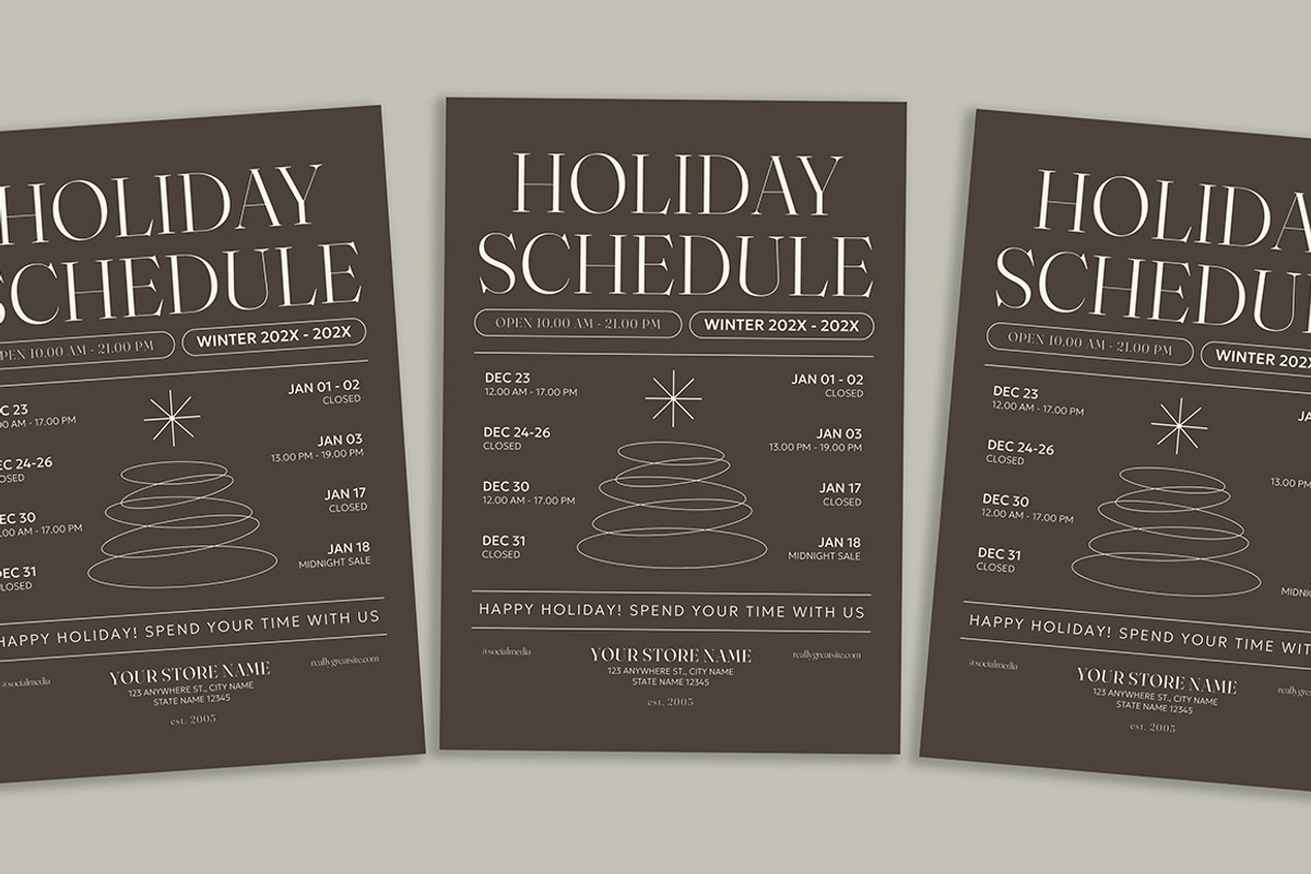 Holiday Schedule Flyer, a Flyer Template by Gumico Studio. (Photo 1 of 3)
