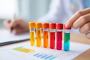 Colorful test tubes in a laboratory setting, a Business Photo by AlyaAnd