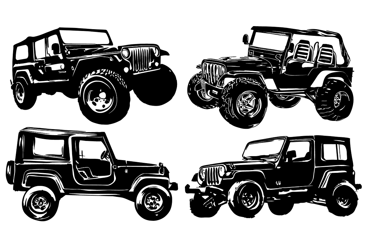 4 Jeep Sketches, a Transportation Illustration by Deezguizer