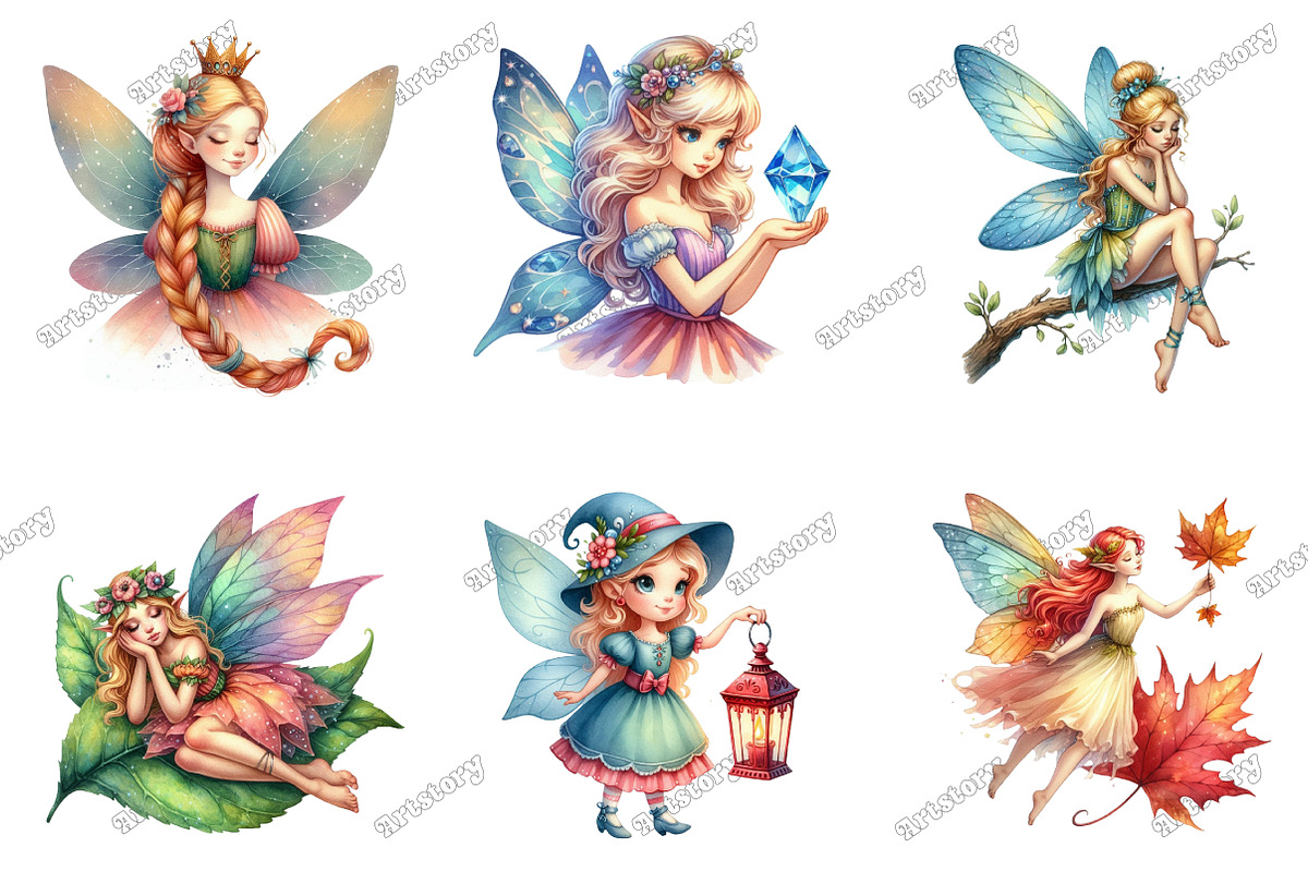Watercolor Fairy Clipart, an Illustration by designcity5 (Photo 2 of 5)