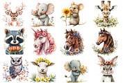 Floral Animals Clipart, an Illustration by Designworld (Thumbnail 4 of 6)