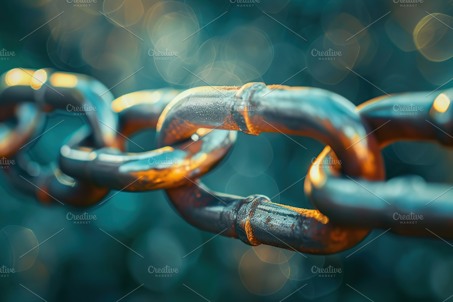 Iron chain on blurred background, an Abstract Photo by AlyaAnd