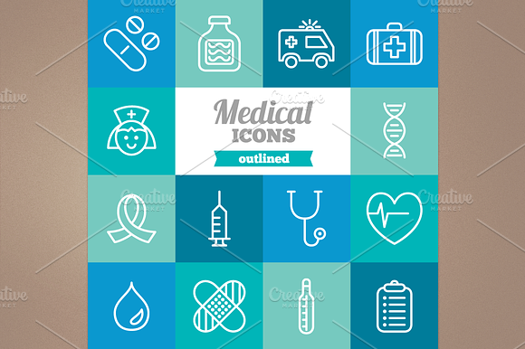 Outlined medical icons preview 2