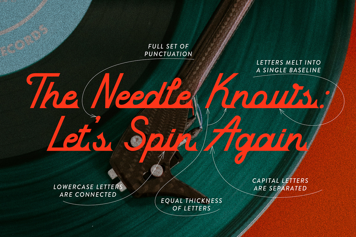 Vinyl Friends Nostalgic Logo Script, a Script Font by Struvictory.art (Photo 3 of 8)