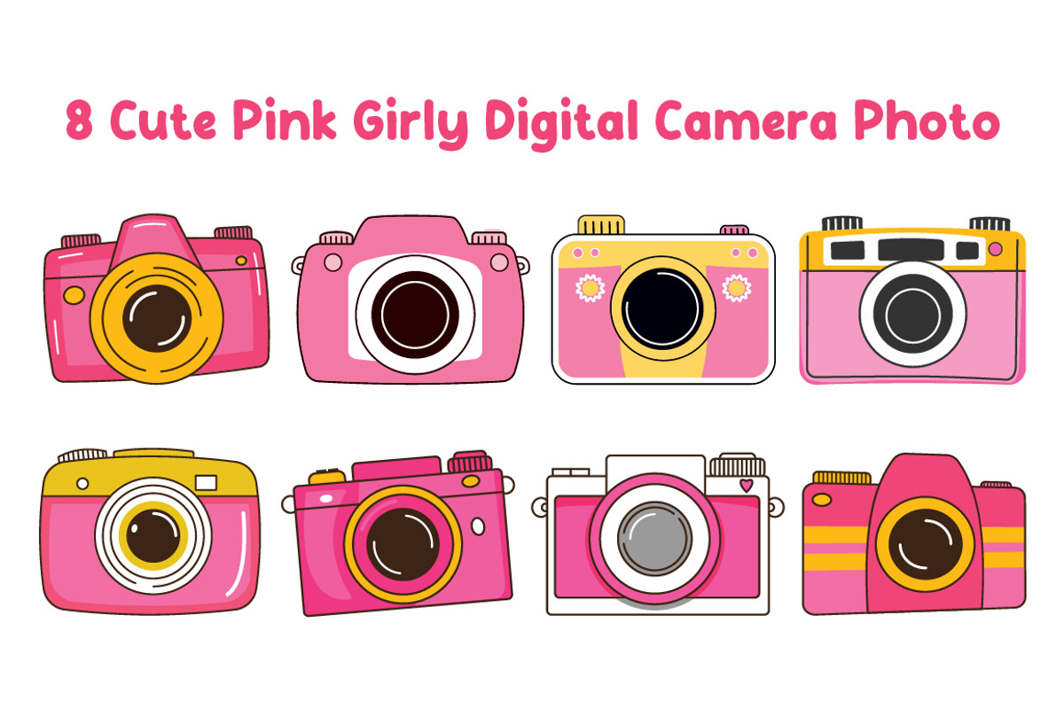 8 Cute Pink Girly Digital Camera, a Technology Illustration by jongcreative (Photo 1 of 6)