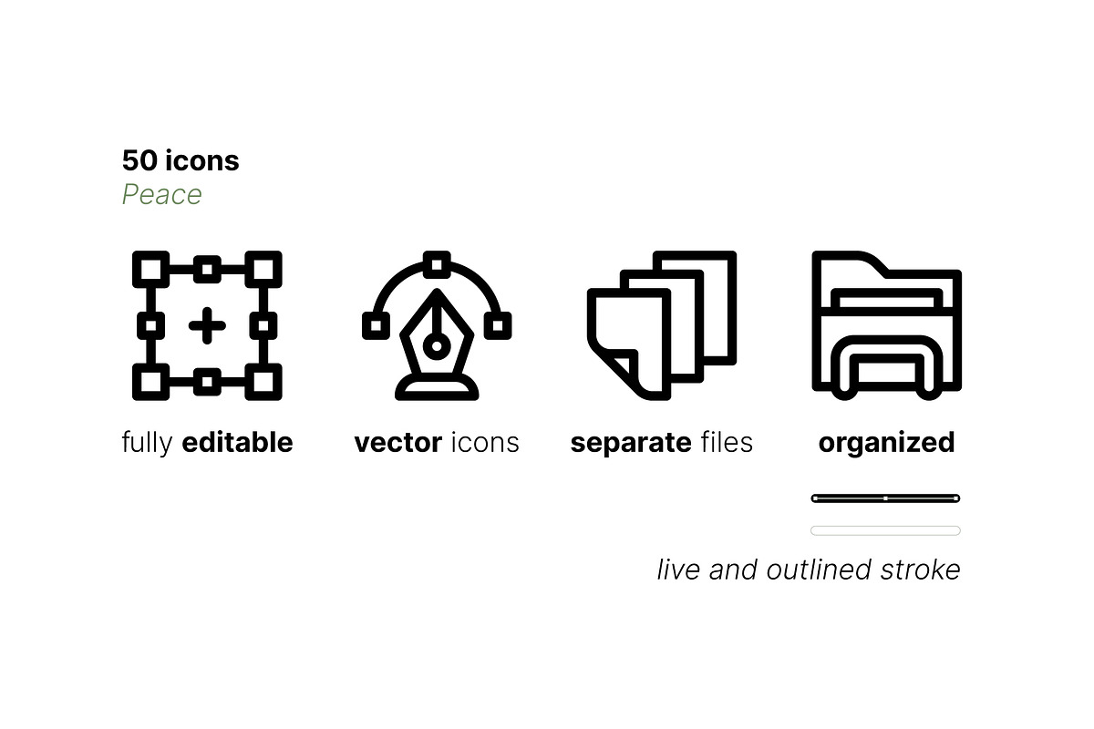 50 Peace Icons, an Outline Icon by Side Project (Photo 3 of 7)