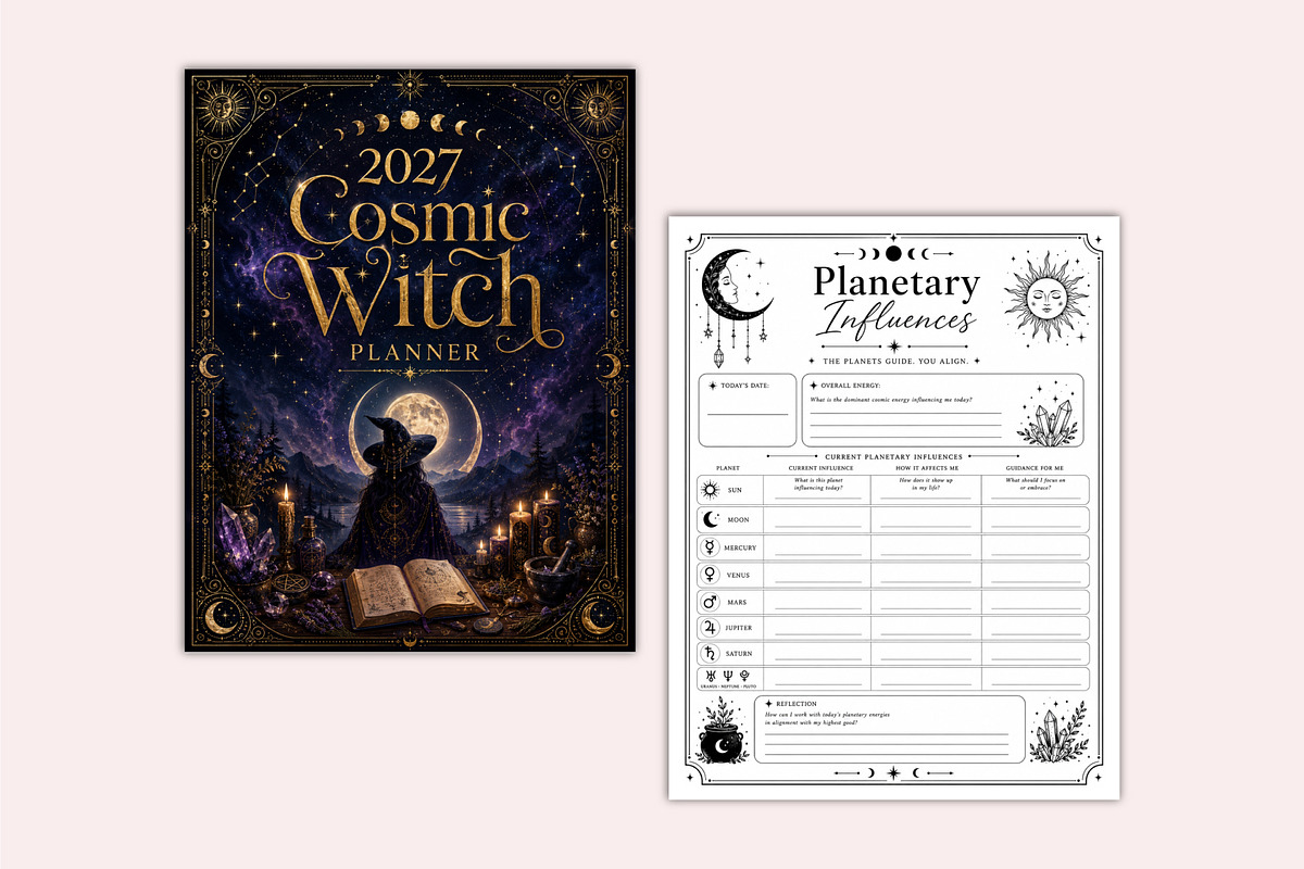 2027 Cosmic Witch Planner, a Stationery Template by Shumaya (Photo 6 of 6)
