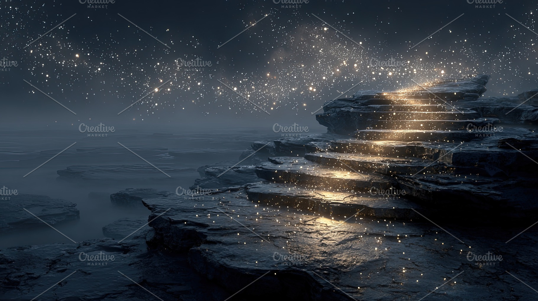 Magical Night Stone Staircase, a Background Photo by Ales Munt