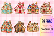 Christmas Gingerbread House Cliparts, a Seasonal Illustration by Ink Gallery (Thumbnail 4 of 13)