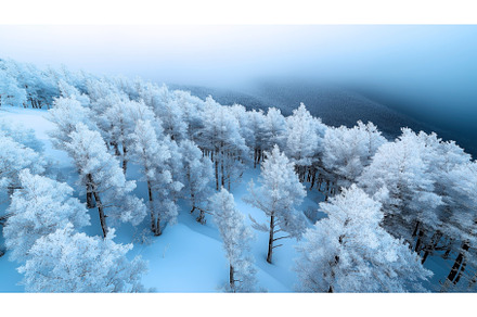 Aerial view of a snow-covered forest, a Nature Photo by Sergey Kotenev