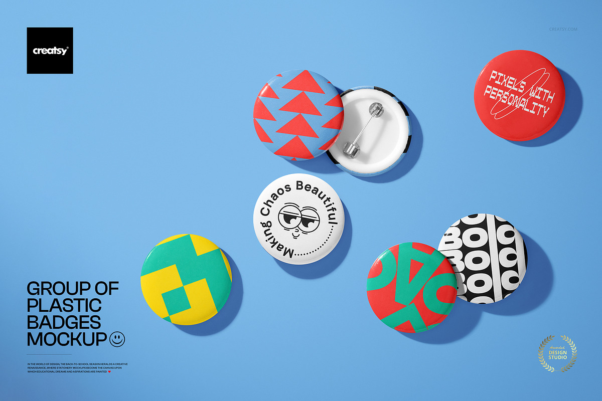 Group of Plastic Badges Mockup, an Advertising Mockup by creatsy5 (Photo 1 of 5)