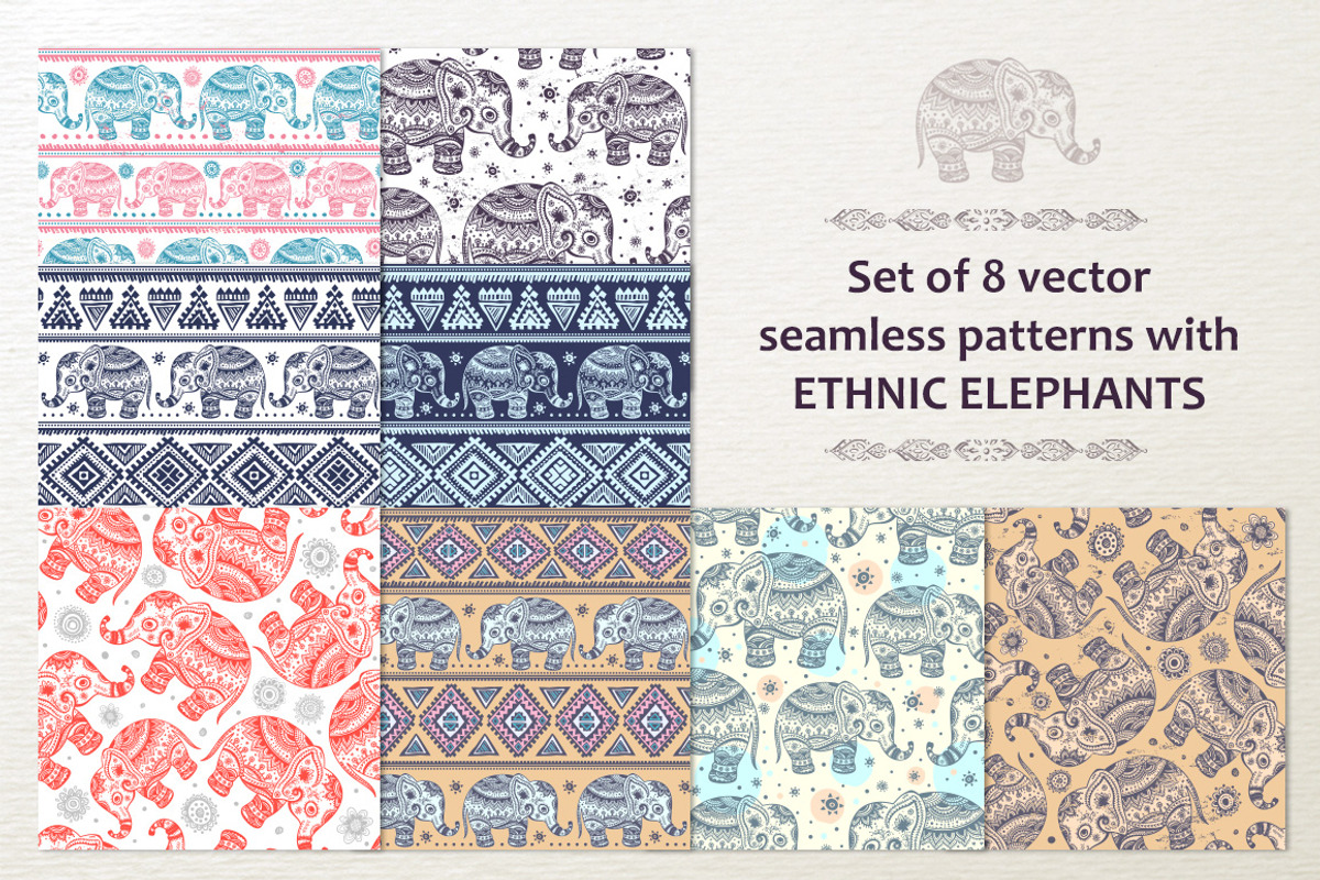 8 Ethnic seamless patterns