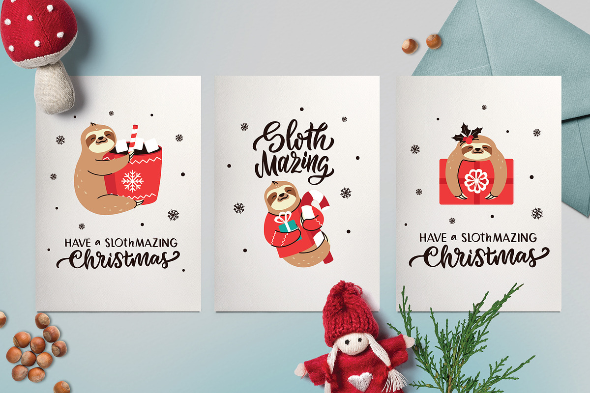 Sloth illustration. Christmas animal, an Animal Illustration by Lettering_Logo (Photo 4 of 7)