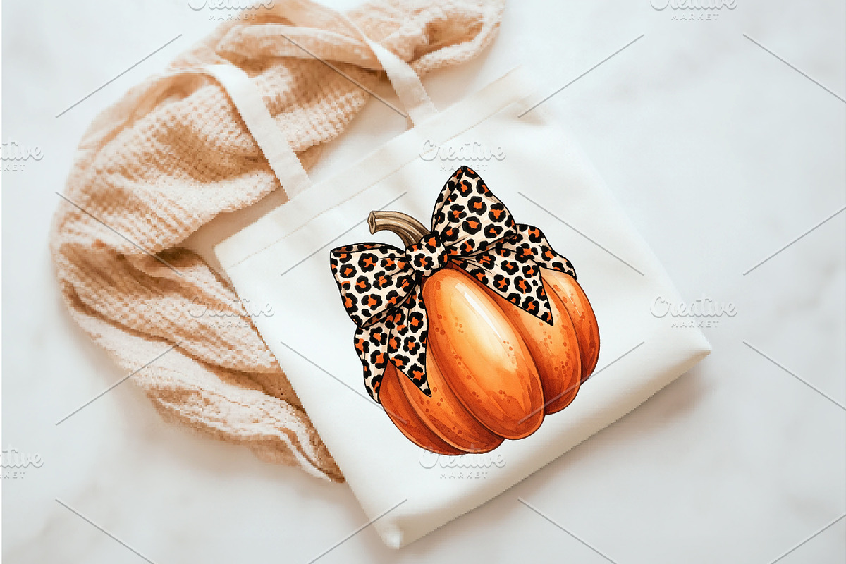 Leopard Coquette Bow Pumpkin, an Illustration by Watercolor design (Photo 3 of 3)