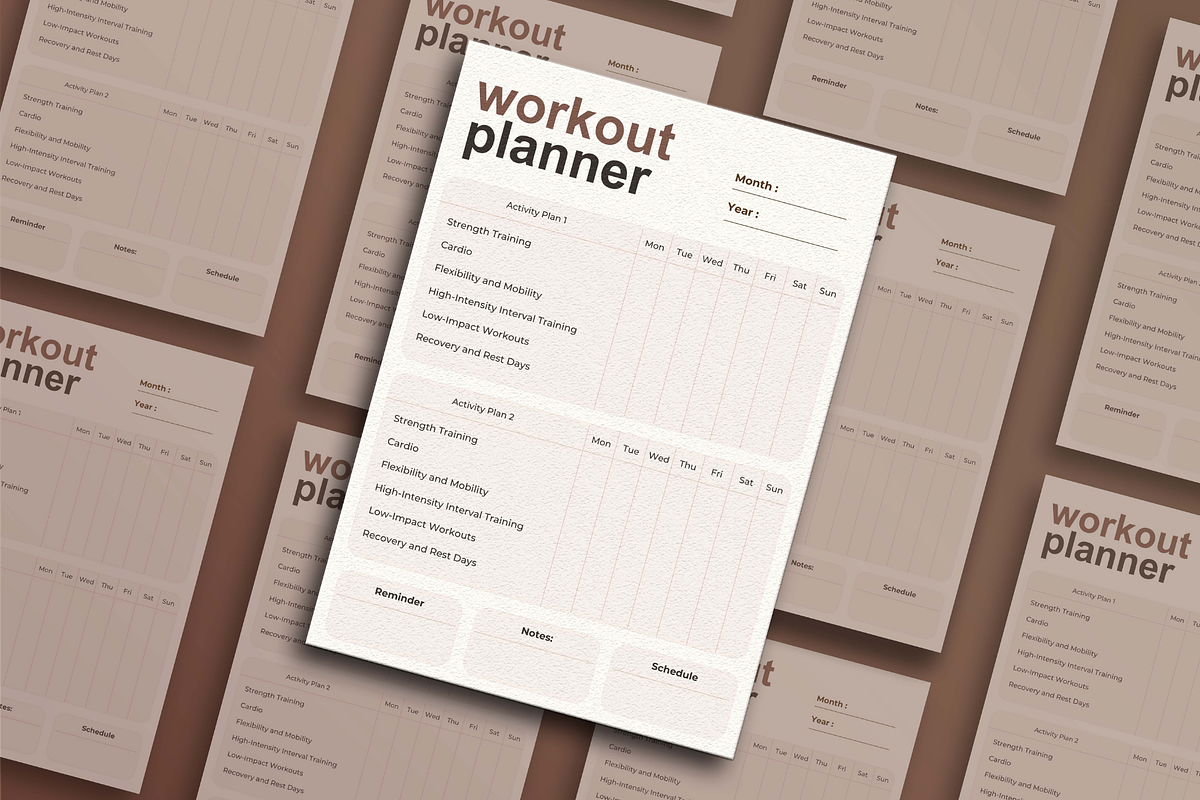 Weekly Workout Planner Template, a Marketing Template by CubicSpace (Photo 2 of 4)